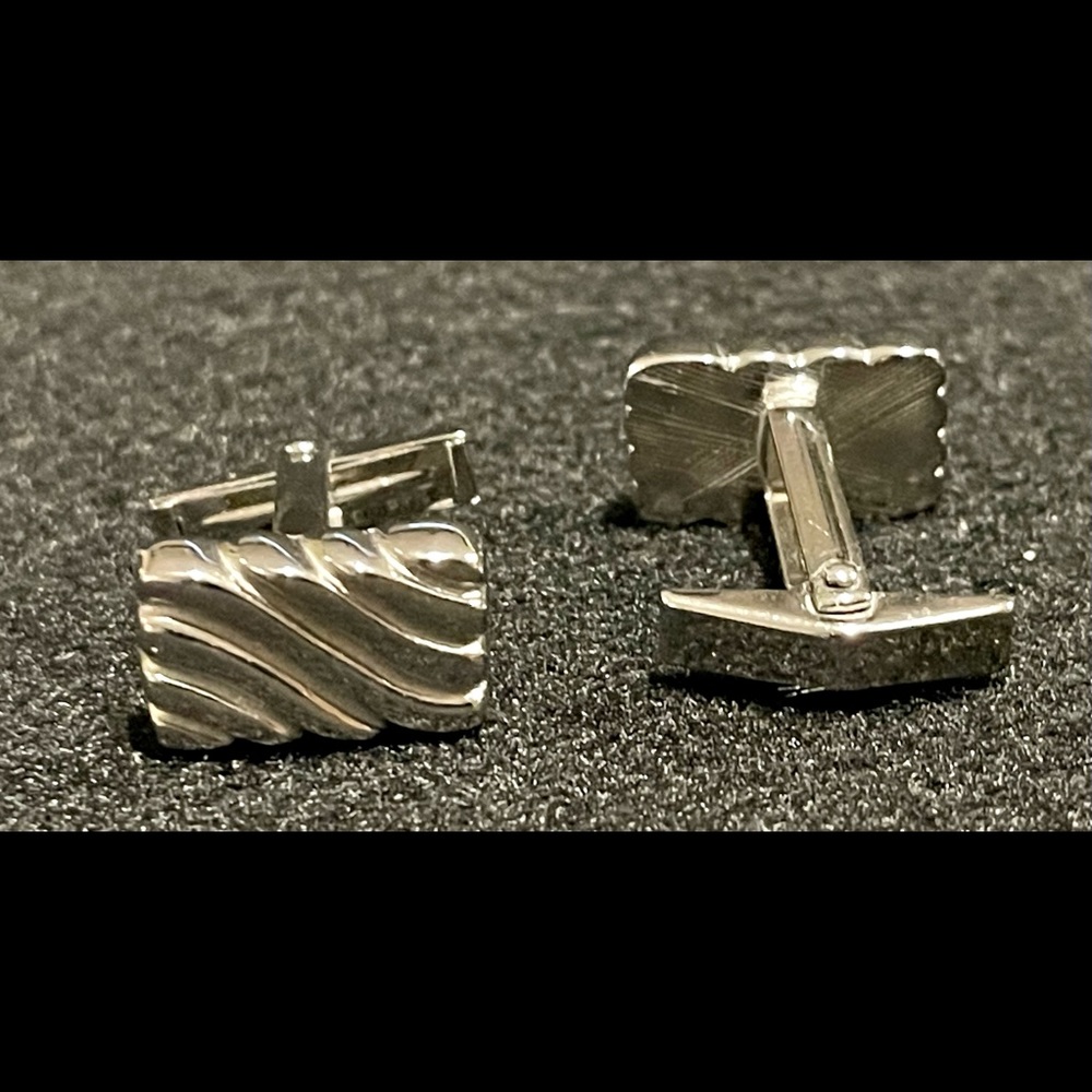 Sterling Silver Rectangular Cuff Links - image 1